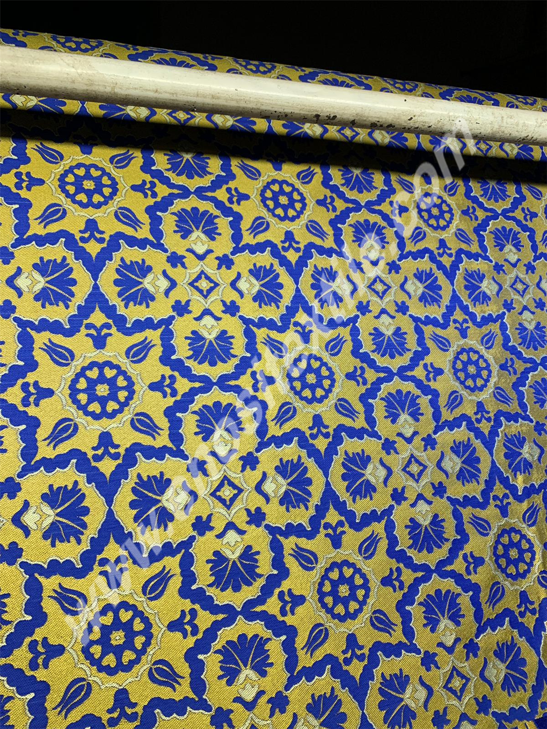 KL-035 Dark Blue-Gold Brocade Fabrics